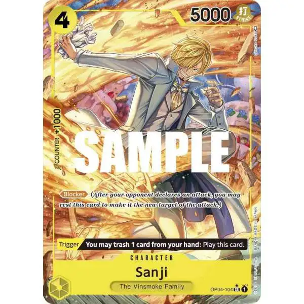 One Piece Trading Card Game Kingdoms of Intrigue Super Rare Sanji OP04-104 [Alternate Art]