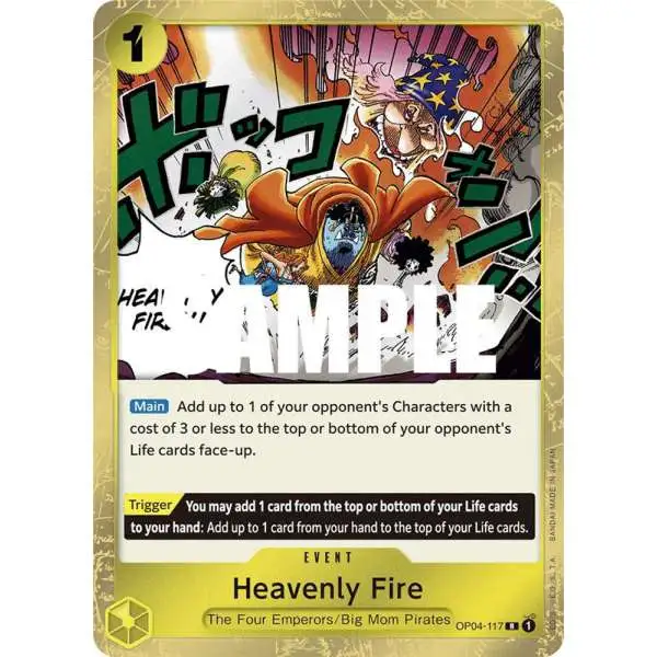 One Piece Trading Card Game Kingdoms of Intrigue Rare Heavenly Fire OP04-117