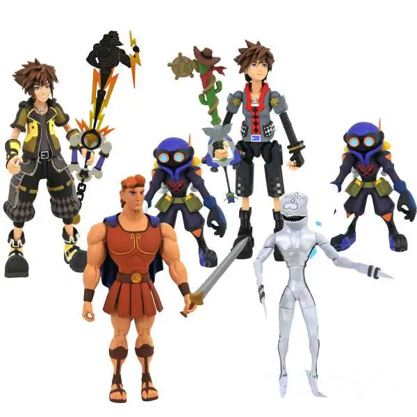 Disney Kingdom Hearts Series 4 Hercules, Dusk, Guardian Sora, Toy Story Sora & Air Soldiers Action Figure Set
