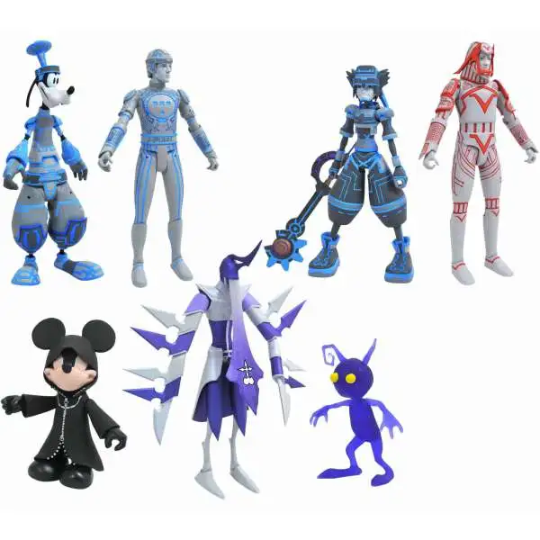 Disney Kingdom Hearts Series 3 Mickey with Shadows, Goofy with Tron & Shadow & Sora with Donald & Sark Action Figure Set