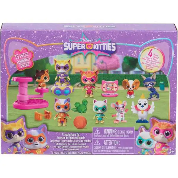 Disney Junior SuperKitties Kittydale Exclusive 15 Piece Figure Set