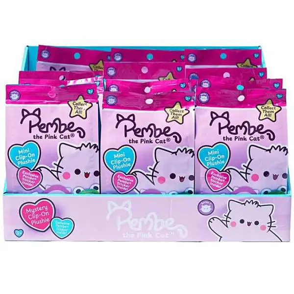 Pembe the Pink Cat Plush Clip-On 4-Inch Mystery Box [12 Packs]