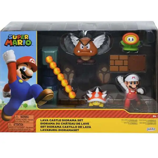 World of Nintendo Super Mario Lava Castle 2.5-Inch Diorama Set [Fire Mario, Spiny & Para Goomba]