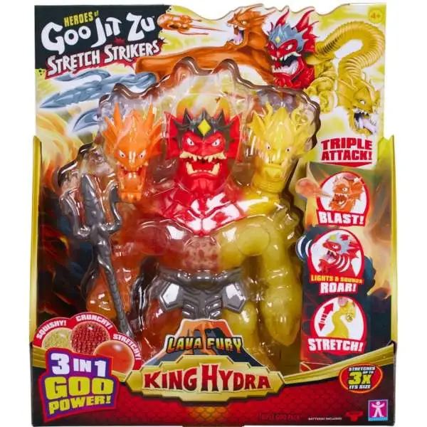 Heroes of Goo Jit Zu Stretch Strikers Lava Fury King Hydra Action Figure [Triple Attack 3 in 1 Goo Power, Plus Light & Sound!]