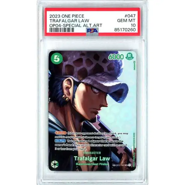 One Piece Trading Card Game Kingdoms of Intrigue Super Rare Trafalgar Law OP04 OP01-047 [Alternate Art] [PSA 10] []