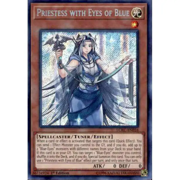 YuGiOh Trading Card Game Kaiba Legendary Collection Secret Rare Priestess with Eyes of Blue LCKC-EN016