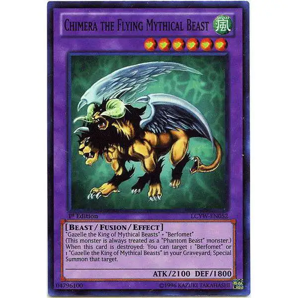 yugioh card thats like a chimera YU-GI-OH! - The Flying Mythical Beast (LCYW-EN052) - Legendary Collection 3: Yugi's World - 1st Edition Contains a single YuGiOh trading card Yugioh Konami Like new |