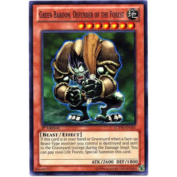 YuGiOh Trading Card Game Legendary Collection 3 Common Green Baboon, Defender of the Forest LCYW-EN165