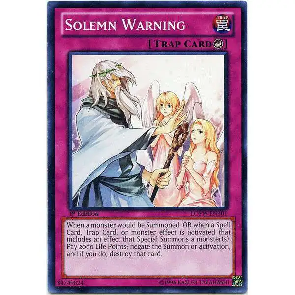 YuGiOh Trading Card Game Legendary Collection 3 Common Solemn Warning LCYW-EN301