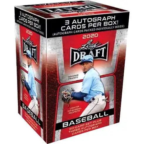 MLB Leaf 2020 Draft Baseball Trading Card HOBBY BLASTER Box [50 Card Set, Plus 3 Autographs (Red Box)]