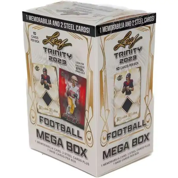 NFL Trinity 2023 Football Trading Card MEGA Box [1 Memorabila Card & 2 Steel Cards]