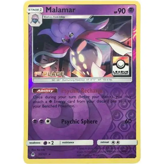 Pokemon Trading Card Game Forbidden Light Rare Malamar #51 [League Challenge, 1st Place]