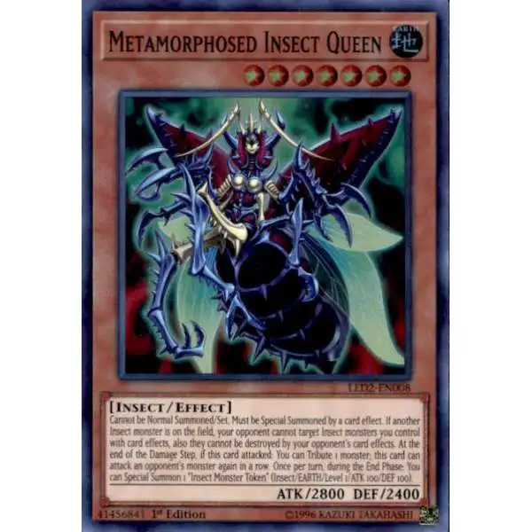 YuGiOh Trading Card Game Legendary Duelists: Ancient Millennium Super Rare Metamorphosed Insect Queen LED2-EN008