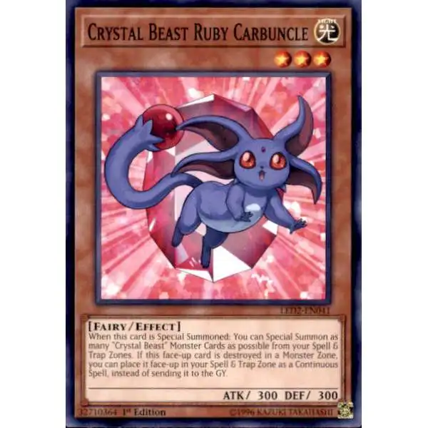 YuGiOh Trading Card Game Legendary Duelists: Ancient Millennium Common Crystal Beast Ruby Carbuncle LED2-EN041