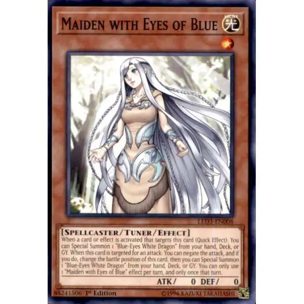 YuGiOh White Dragon Abyss Common Maiden with Eyes of Blue LED3-EN008