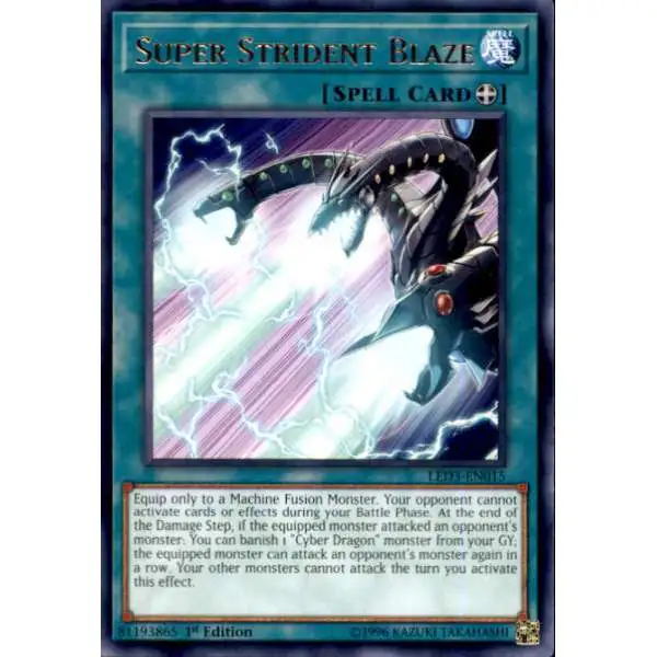 YuGiOh White Dragon Abyss Rare Super Strident Blaze LED3-EN015