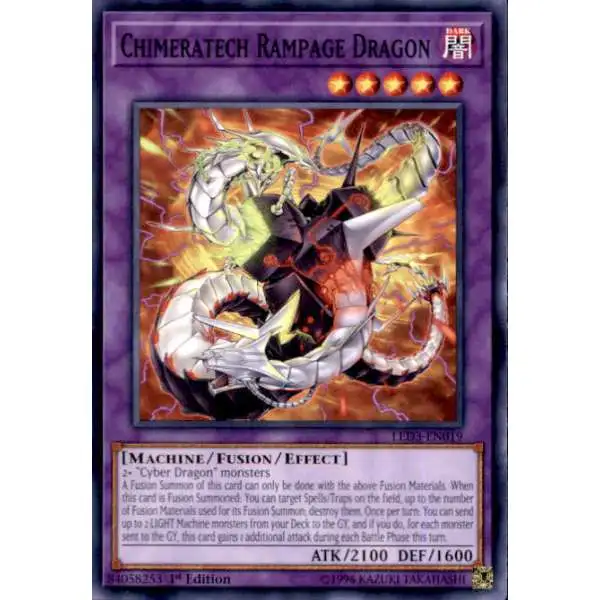 YuGiOh White Dragon Abyss Common Chimeratech Rampage Dragon LED3-EN019