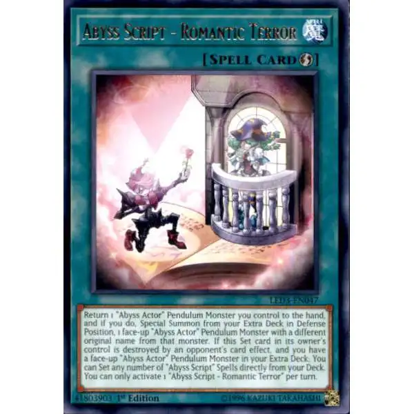 YuGiOh White Dragon Abyss Rare Abyss Script - Romantic Terror LED3-EN047