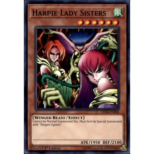 YuGiOh Trading Card Game Legendary Duelists Sisters of the Rose Common Harpie Lady Sisters LED4-EN006
