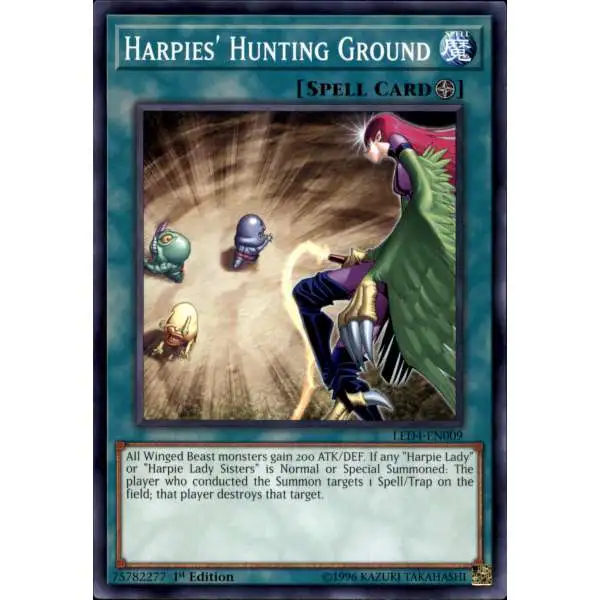 YuGiOh Trading Card Game Legendary Duelists Sisters of the Rose Common Harpies' Hunting Ground LED4-EN009
