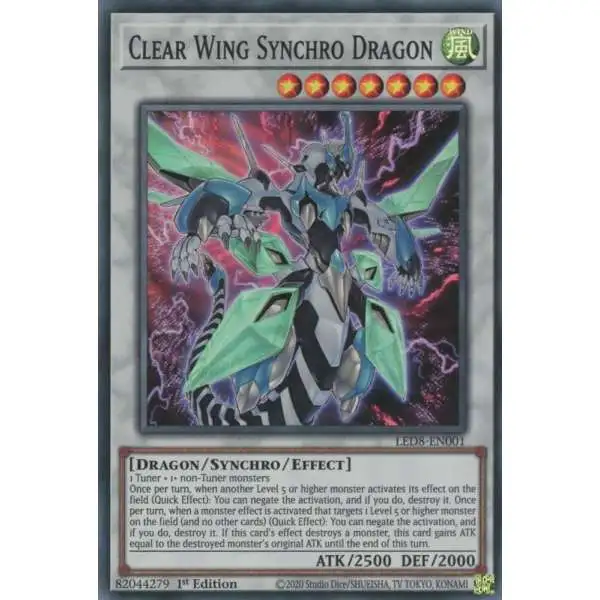 YuGiOh Trading Card Game Legendary Duelists: Synchro Storm Super Rare Clear Wing Synchro Dragon LED8-EN001