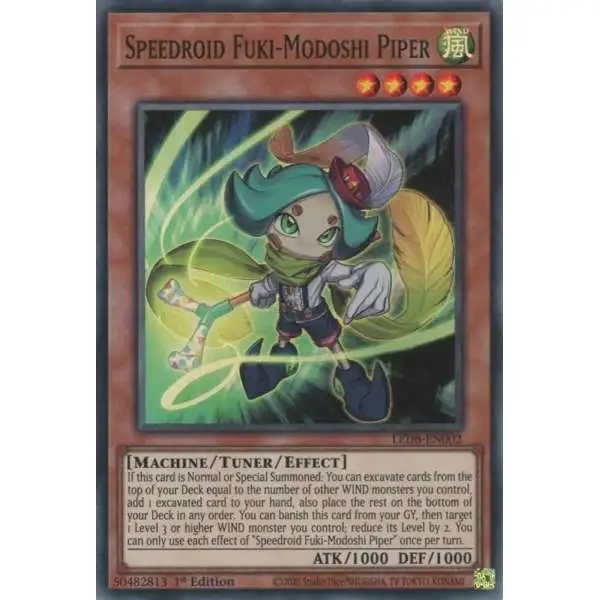 YuGiOh Trading Card Game Legendary Duelists: Synchro Storm Super Rare Speedroid Fuki-Modoshi Piper LED8-EN002