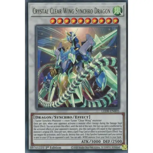 YuGiOh Trading Card Game Legendary Duelists: Synchro Storm Ultra Rare Crystal Clear Wing Synchro Dragon LED8-EN005