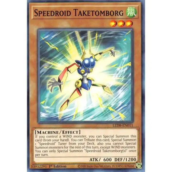 YuGiOh Trading Card Game Legendary Duelists: Synchro Storm Common Speedroid Taketomborg LED8-EN011