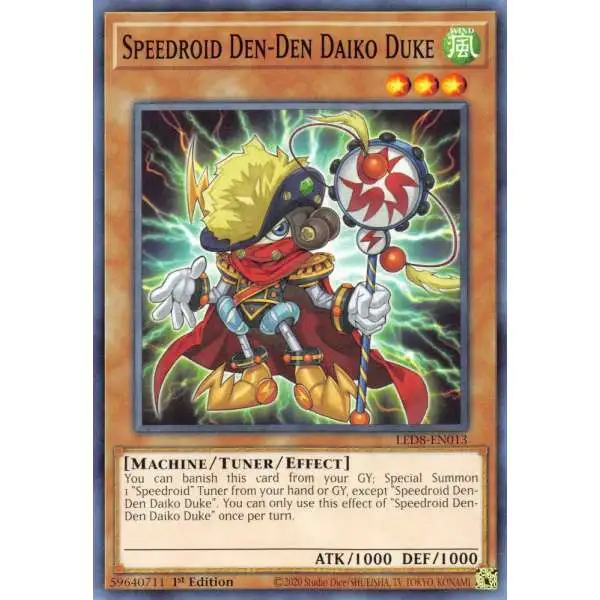 YuGiOh Trading Card Game Legendary Duelists: Synchro Storm Common Speedroid Den-Den Daiko Duke LED8-EN013