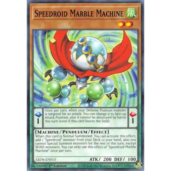 YuGiOh Trading Card Game Legendary Duelists: Synchro Storm Common Speedroid Marble Machine LED8-EN015