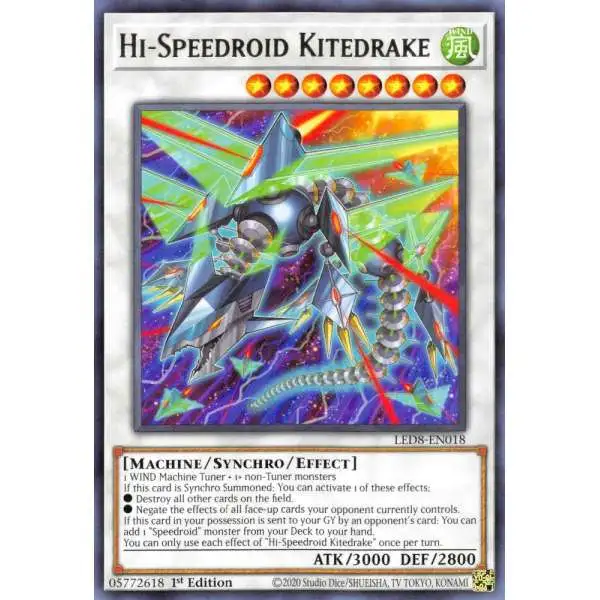 YuGiOh Trading Card Game Legendary Duelists: Synchro Storm Rare Hi-Speedroid Kitedrake LED8-EN018