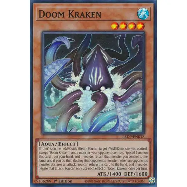 YuGiOh Trading Card Game Legendary Duelists Duels From The Deep Super Rare Doom Kraken LED9-EN018
