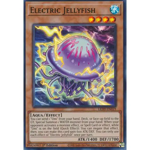 YuGiOh Trading Card Game Legendary Duelists Duels From The Deep Super Rare Electric Jellyfish LED9-EN019