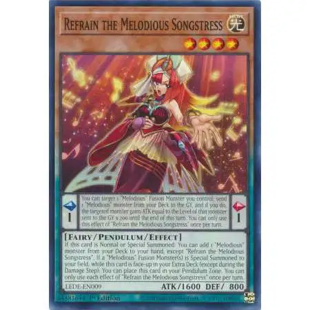 YuGiOh Trading Card Game Legacy of Destruction Common Refrain the Melodious Songstress LEDE-EN009