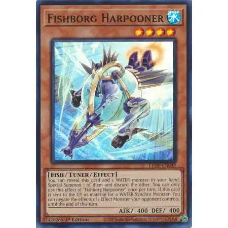 YuGiOh Trading Card Game Legacy of Destruction Super Rare Fishborg Harpooner LEDE-EN032