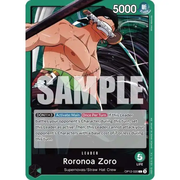 One Piece Trading Card Game Legacy of the Master Leader Roronoa Zoro OP12-020