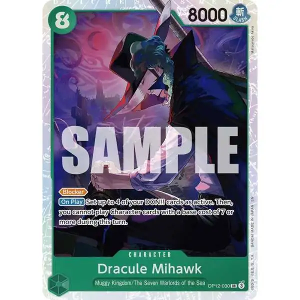 One Piece Trading Card Game Legacy of the Master Super Rare Dracule Mihawk OP12-030