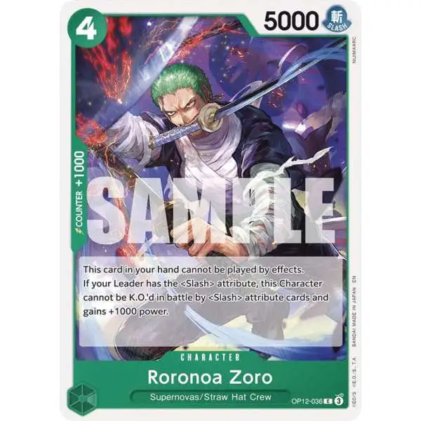 One Piece Trading Card Game Legacy of the Master Common Roronoa Zoro OP12-036