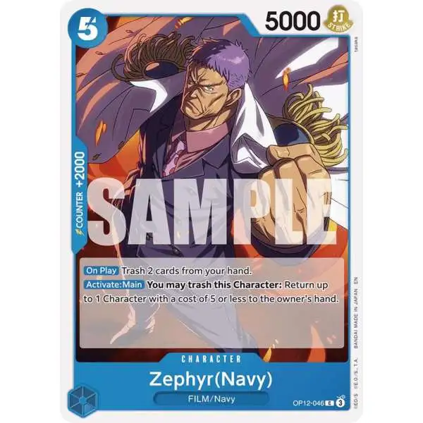 One Piece Trading Card Game Legacy of the Master Common Zephyr OP12-046 [Navy]