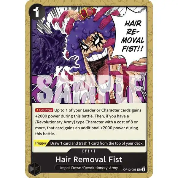 One Piece Trading Card Game Legacy of the Master Uncommon Hair Removal Fist OP12-098