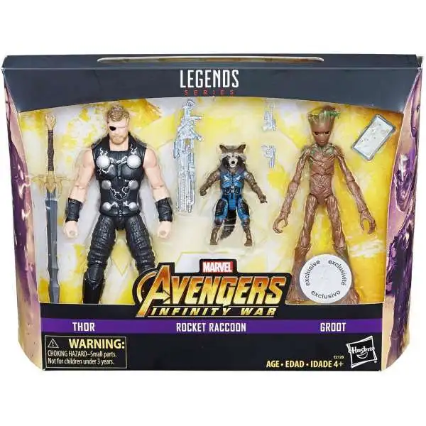 Marvel Avengers Infinity War Thor, Groot & Rocket Raccoon Exclusive Action Figure 3-Pack