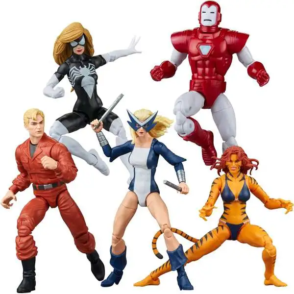 West Coast Avengers Marvel Legends Iron Man, Mockingbird, Tigra, Spider-Woman & Hank Pym Action Figure 5-Pack [Thanos, Proxima Midnight, Ebony Maw, Corvus Glaive & Cull Obsidian]