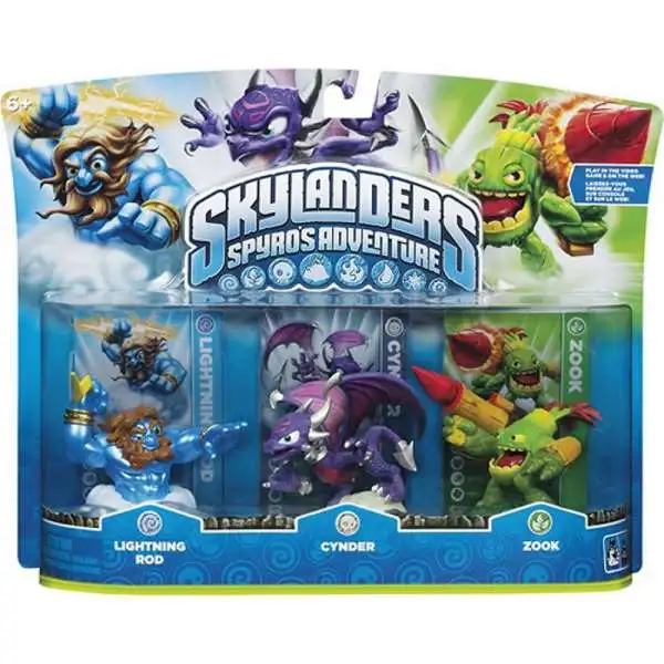 Skylanders Spyro's Adventure Lightning Rod, Zook & Cynder Figure 3-Pack