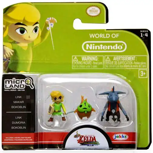 World of Nintendo New Super Mario Bros. U Micro Land Series 4 Link, Makar & Bokoblin 1-Inch Mini Figure 3-Pack [Damaged Package]