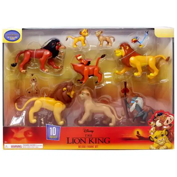 Disney The Lion King Mufasa, Zazu, Simba, Scar, Nala, Rafiki, Timon, Pumba, Vulture & Hyena Deluxe Figure 10-Pack Set