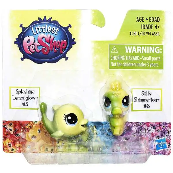 Littlest Pet Shop Rainbow Collection Splashina Lemonglow & Salty Shimmerton Mini Pet 2-Pack #5 & 6 [Loose]