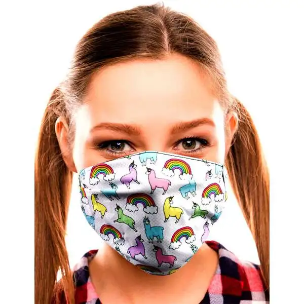 Gotta Get it Gifts Polyester / Spandex, Fabric, Adjustable, 2-Layer Reusable & Washable Llamas & Unicorns Face Mask [One Size Fits All] (Pre-Order ships May)