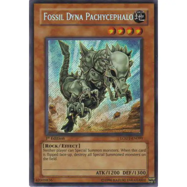 YuGiOh Trading Card Game Light of Destruction Secret Rare Fossil Dyna Pachycephalo LODT-EN099 [1st Edition]