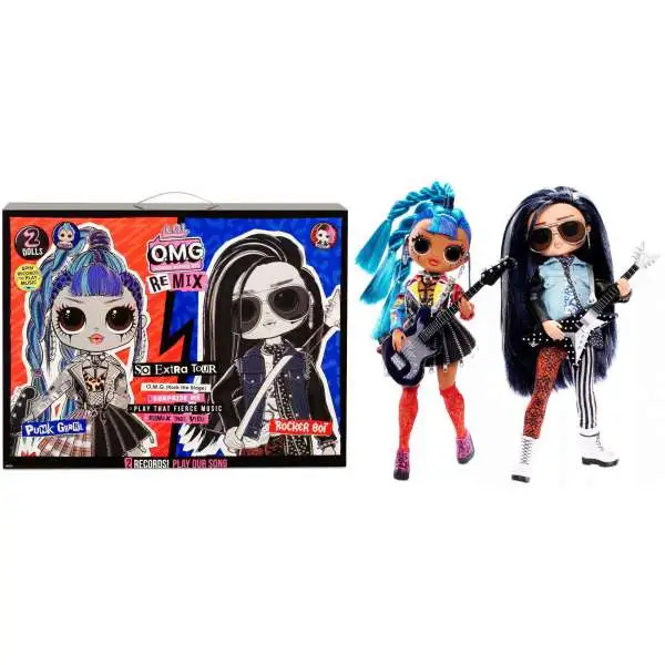 LOL Surprise OMG ReMix Punk Grrrl & Rocker Boi Fashion Doll 2-Pack