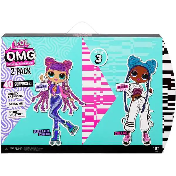 LOL Surprise OMG Roller Chick & Chillax Fashion Doll 2-Pack
